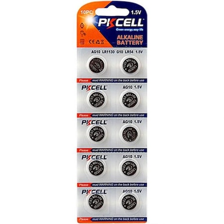 Pkcell PK Cell AG10-10B 1.5V Alkaline Battery; Pack of 10 AG10-10B